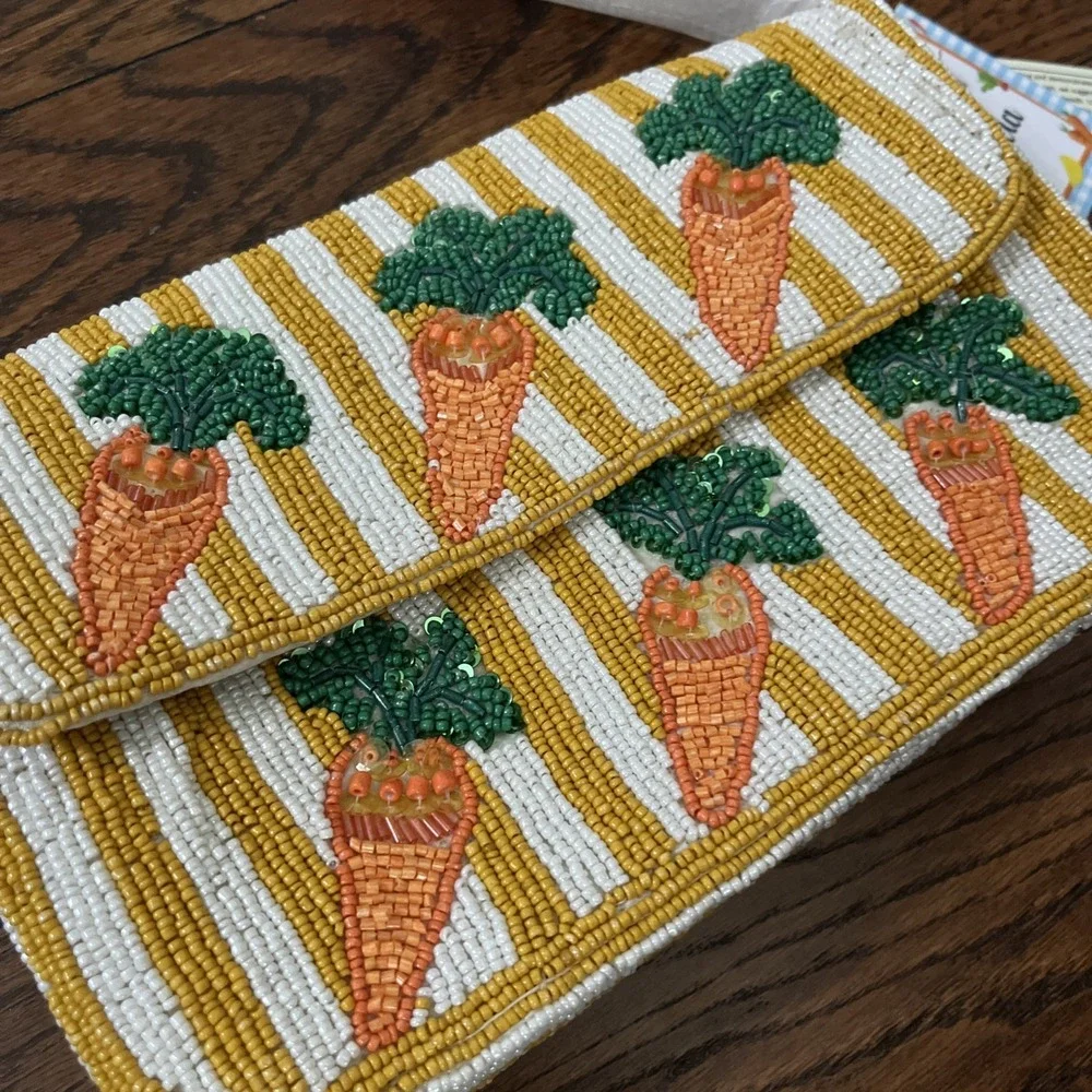 New Release Handcrafted in India Carrot Spring Vegetable Beaded Bag Viral TikTok